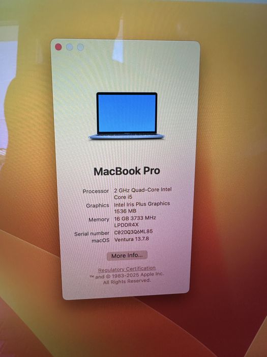 MacBook Pro 13” 2020 / i5 / 16GB / 512GB SSD / Touch Bar – перфектен