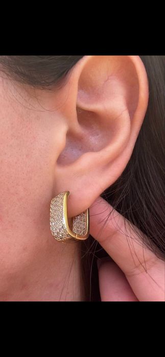 Cercei mici  fetita si dama 14k cu pietricele gold