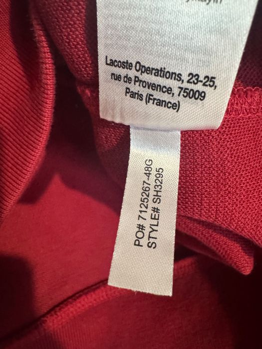 Lacoste Hoodie Red Quarter Zip Pullover.