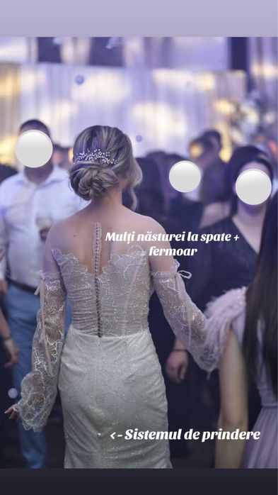 Rochie mireasa 2in1 cu trena detasabila