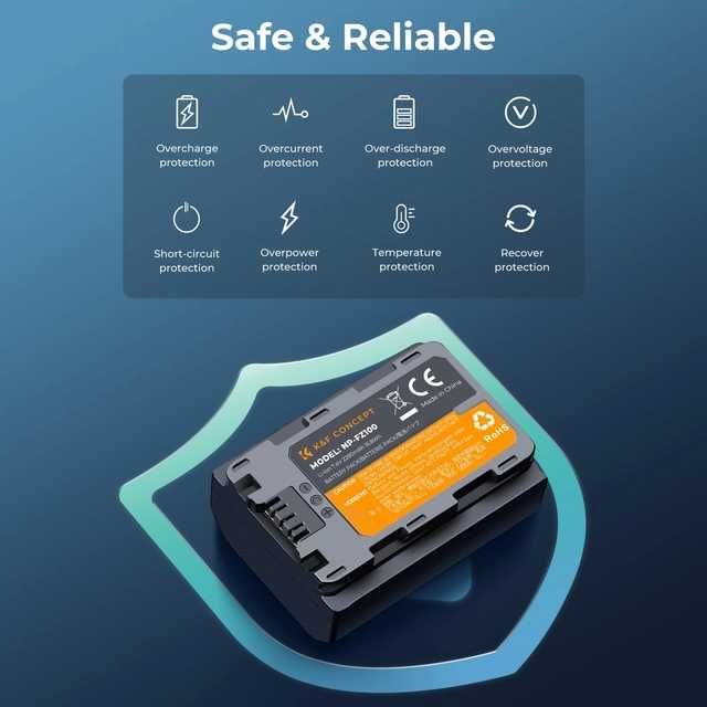 K&F Concept Set 2x Baterii NP-FZ100 + Încărcător Double Slot