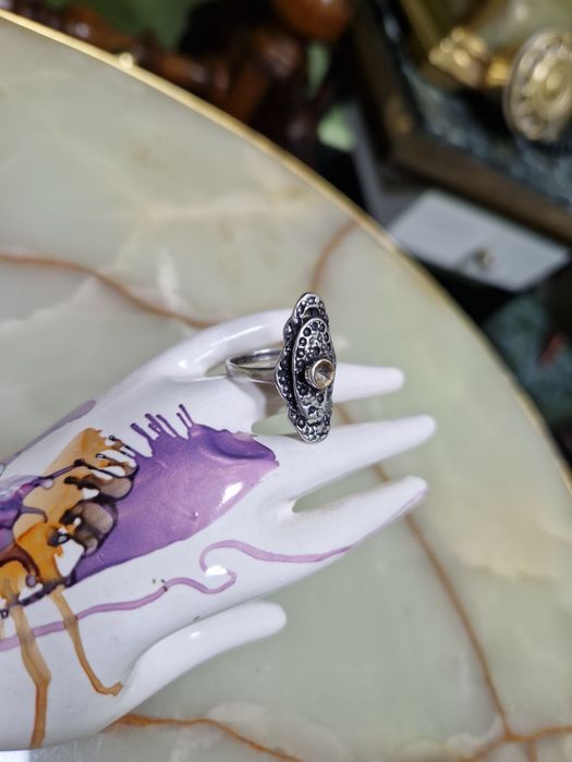 Красив антикварен сребърен пръстен проба 950