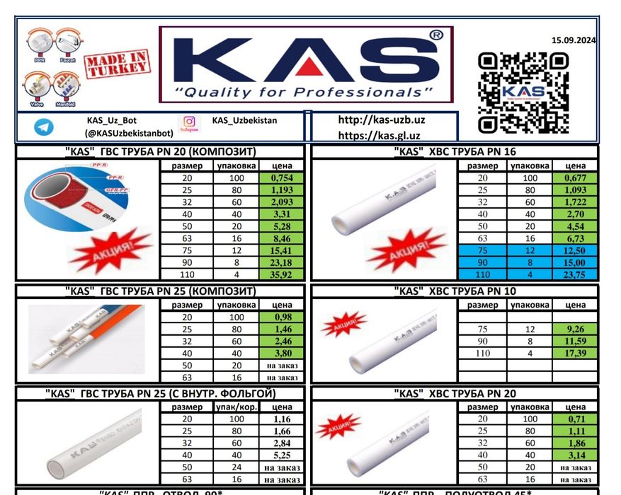 Vero, Kas truba va fitinglari