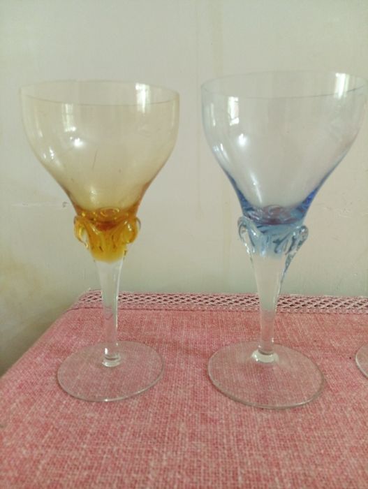 бокалы фужеры цветного стекла Богемия