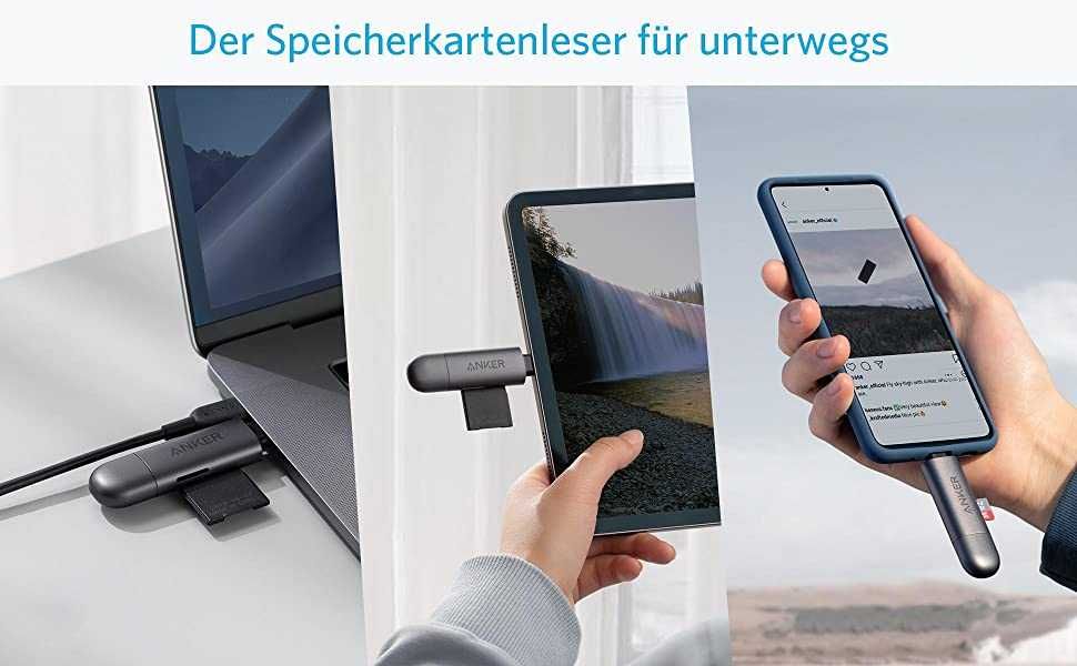 Anker PowerExpand 2-in-1 Memory Card Reader USB-C+USB 3.0 четец карти