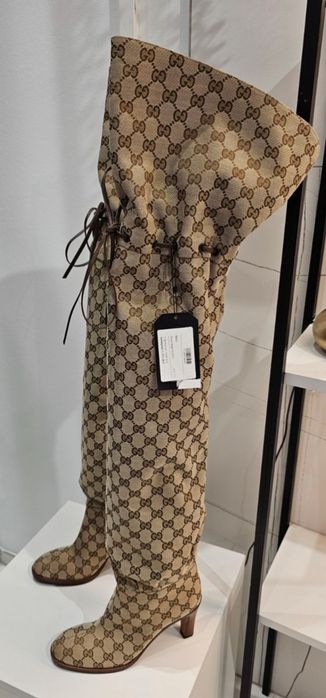 Gucci ,чизми-ботуши,естествена кожа /канвас,н.38