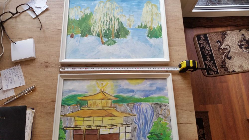 2 Картини. рисуваани на ръка с акварел. В чудесни рамки със стъкло отпред.