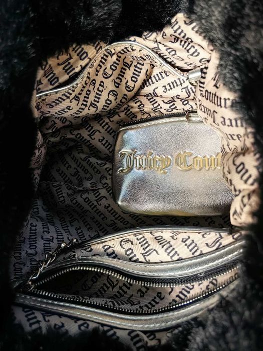 Geanta dama blana neagra accesorii argintii cristale Juicy Couture