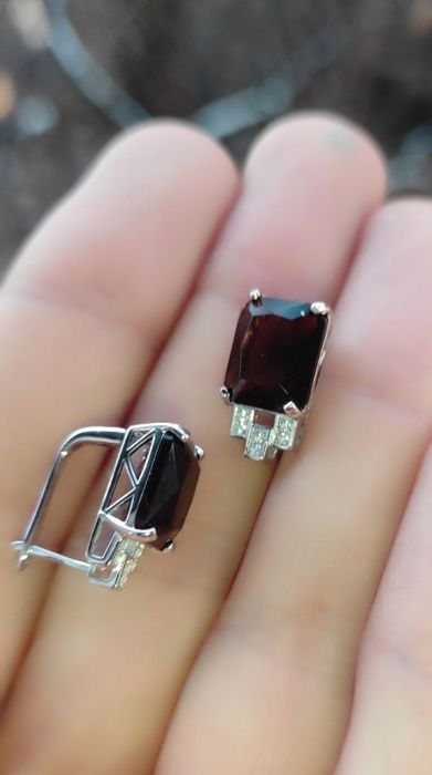 Натуральный раухтопаз серебро серьги