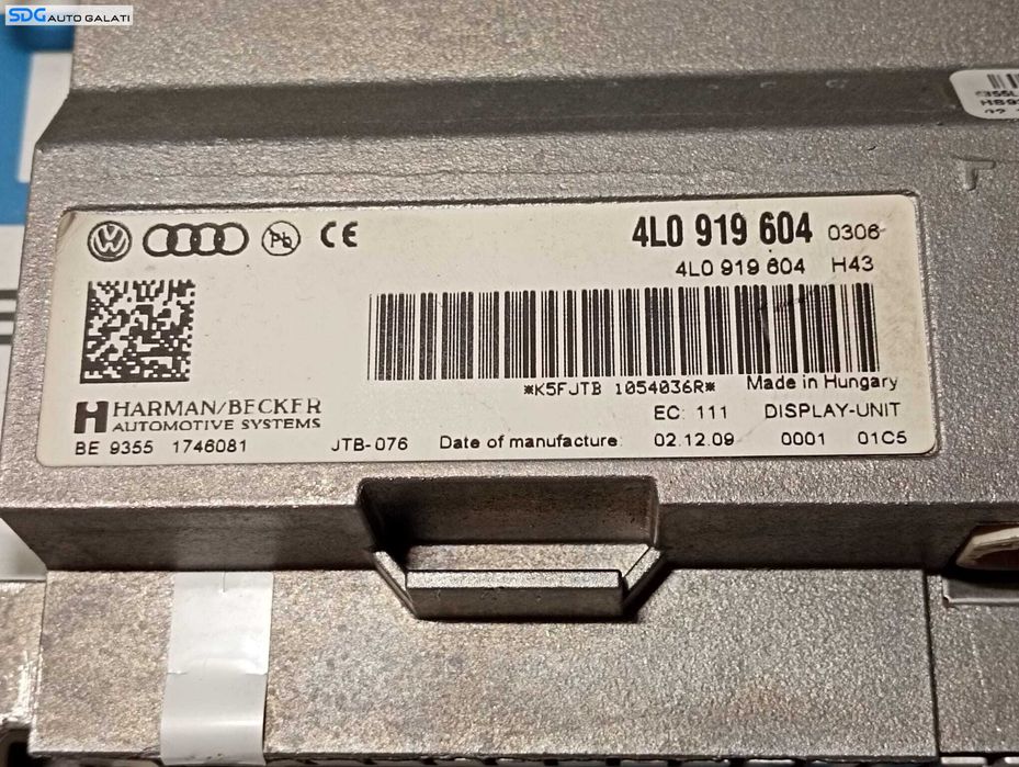 Ecran Display Navigatie MMI Audi Q7 2007 - 2015 Cod 4L0919604 [M7414]