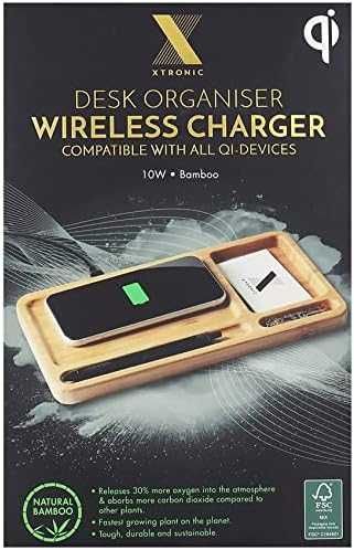 Органайзер за бюро XTronic,станция за Apple,бамбук,Qi-съвместим