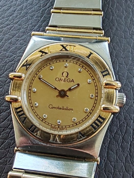 Ceas Omega Constellation Aur-Oțel Diamante  Quartz Dama