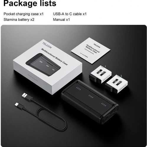 Set 2 acumulatori STAMINA + incarcator triplu USB-C GoPro 9 10 11 12