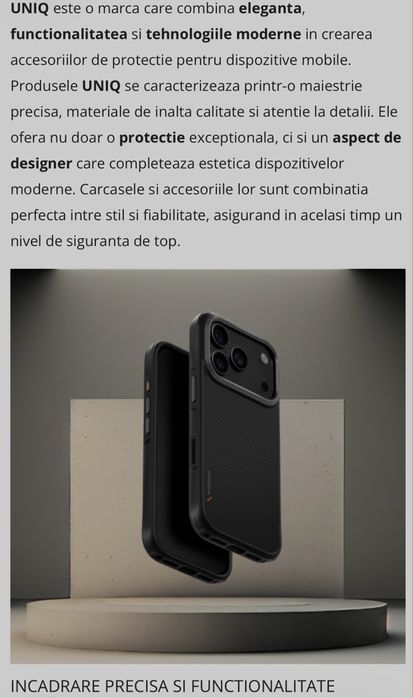 Carcasa husa UNIQ Keva cu MagClick compatibila cu iPhone 17 Pro, Negru