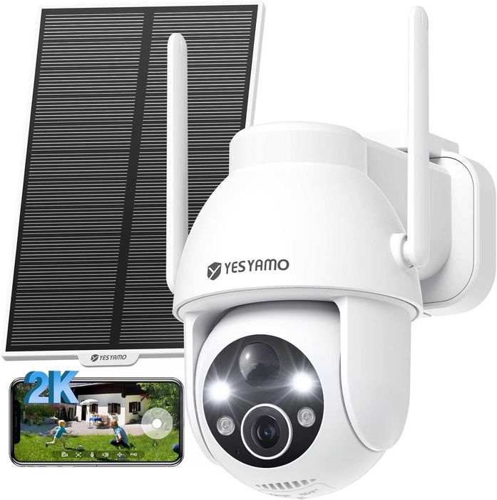 Camera de supraveghere wireless YESYAMO 2K cu panou solar