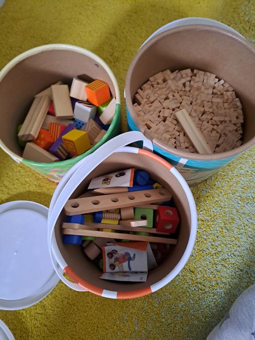 Toate 3 cutii de Cuburi/jucarii lemn de la 18luni la 3 ani