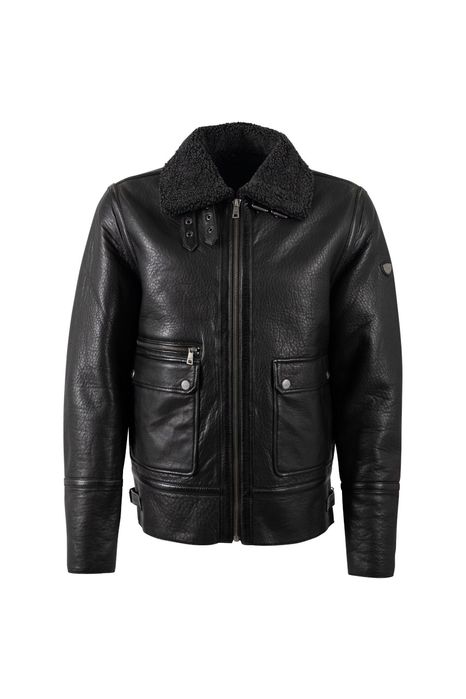 Geaca de Iarna din Piele Barbati Mauritius Neagra MMCeylor