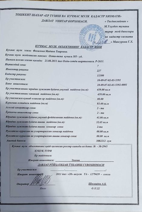 Продается участок 2.5 Соток Олтинтепа