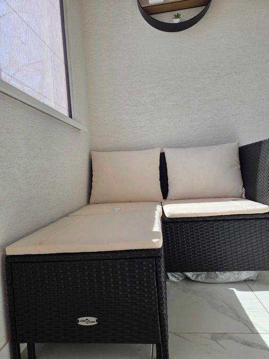 Градински комплект | Полиратан | Пейка и две табуретки