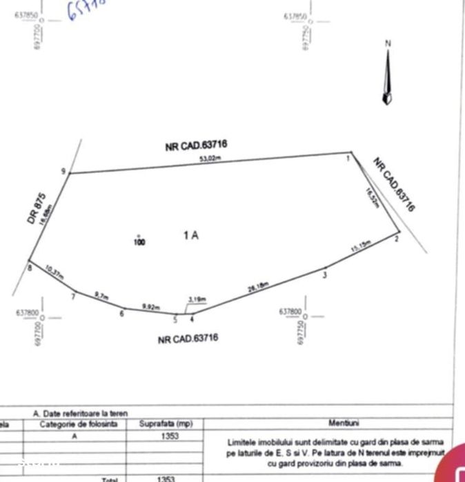Teren 1350 mp intravilan în Aroneanu