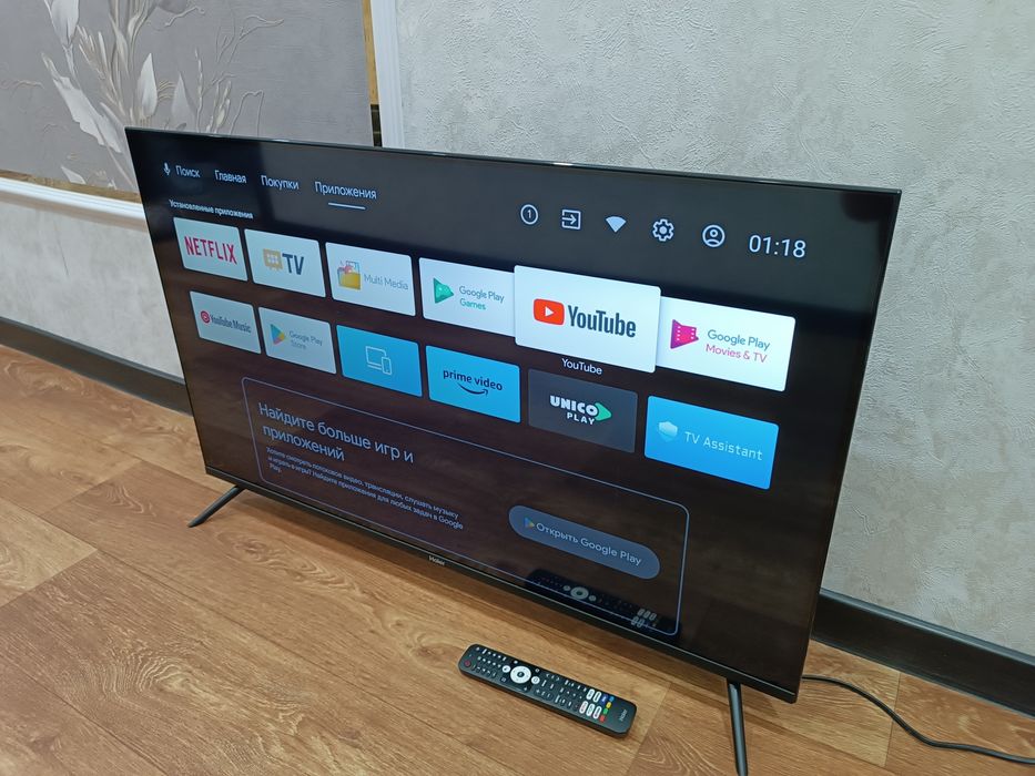 Современный ТЕЛЕВИЗОР Haier 4k + Кронштейн и документы.