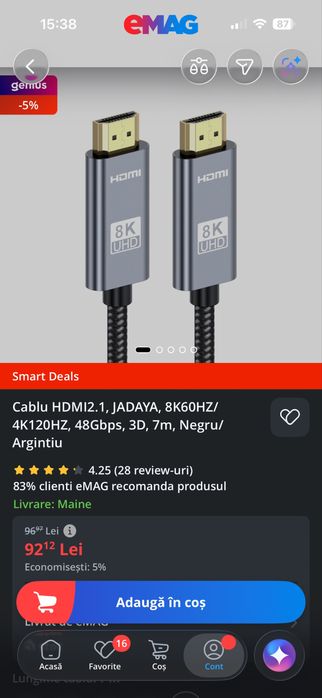 Cablu HDMI 2.1 7m