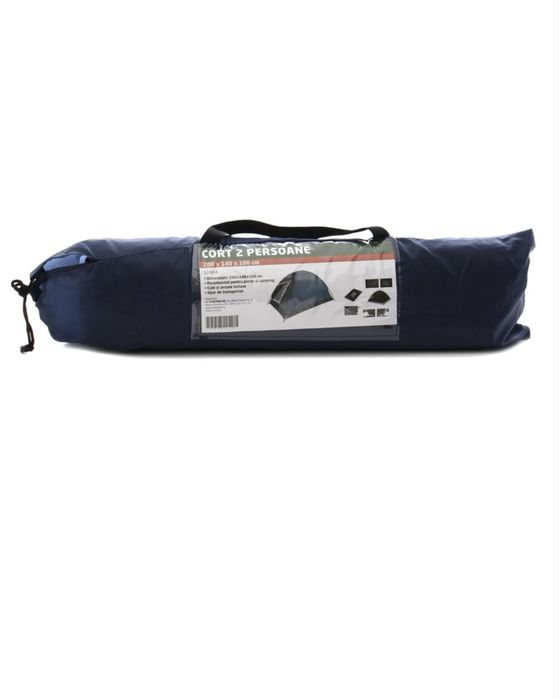 Cort camping 2 persoane, poliester, 200 x 140 x 100 cm NOU