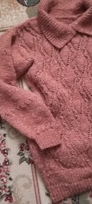 Pulover lână 100, %, plămânii, lung lucrat manual