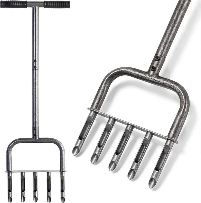 Aerator gazon 5 tije, aerare pamant, 93cm