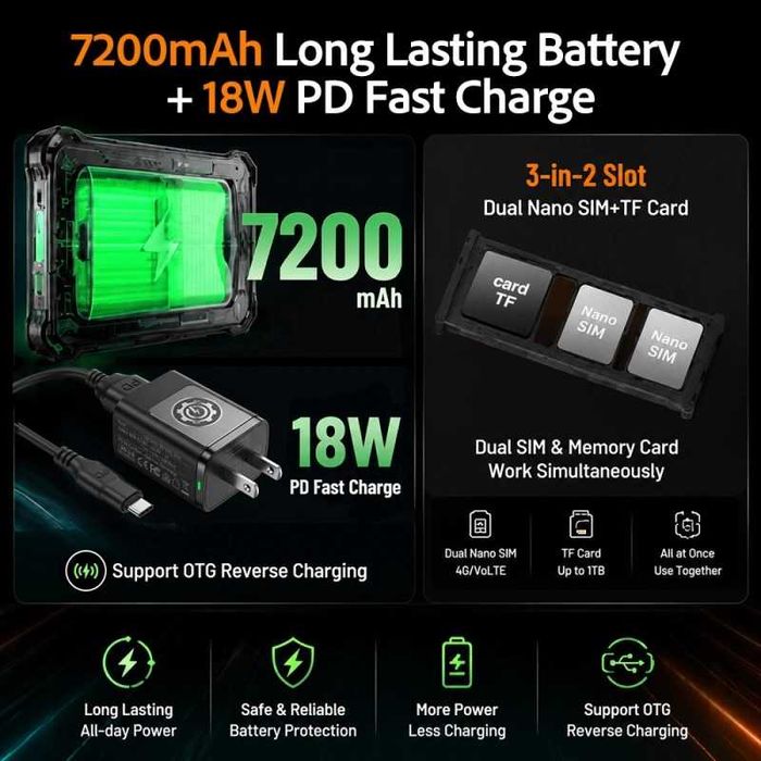 Защитен/удароустойчив таблет AGM PAD P3 - 8.7" 6GB+6GB/258GB, 7200mAh, 50MP, Android 16
