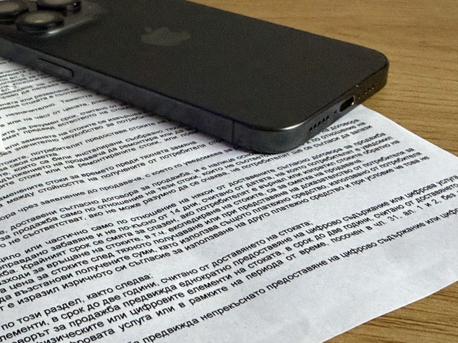 Бартер като нов iphone 15 pro 128gb black гаранционен