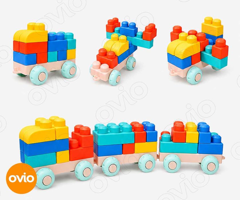 Детский мягкий силиконовый конструктор, 90 деталей, 0+