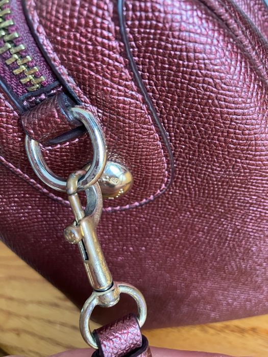 Кожена чанта Coach, бордо