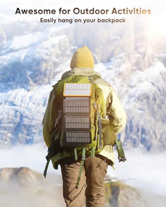 Соларна, бързозарядна батерия Hiluckey 25000mAh модел HI-S025 с фенер