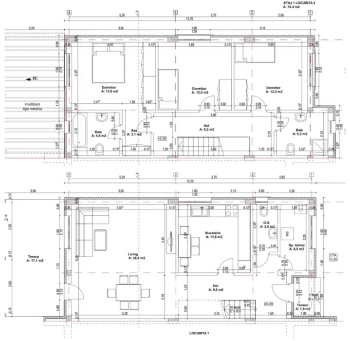 Casa 3Dormitoare+3bai/Pod 60 mp/138mp ! Ultima unitate disponibila !