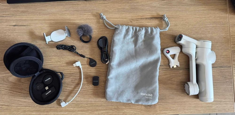 Insta360 Flow 2 Pro Arctic White + Mic Bundle + AI Tracker | Закупен от САЩ | Като нов