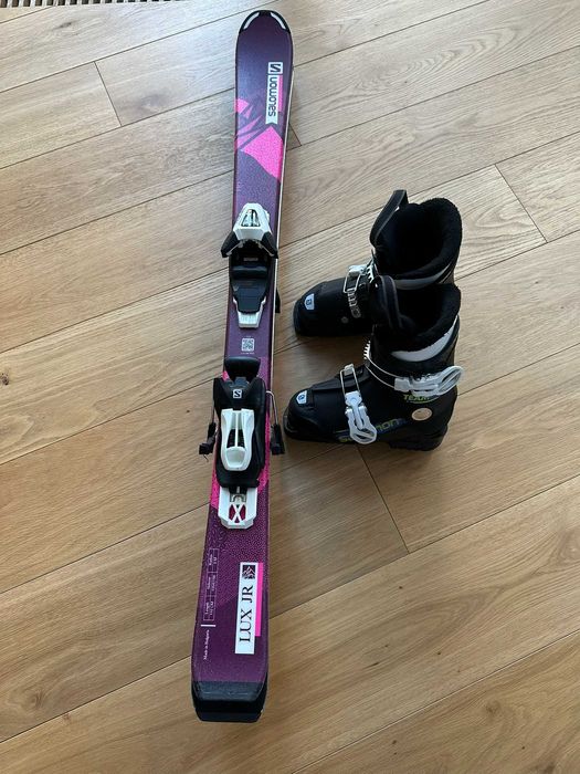 Schiuri copii Salomon Lux Jr 110cm + clapari Salomon Team T2 18/19