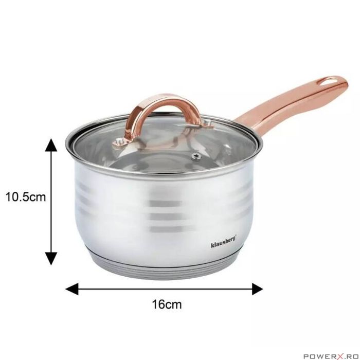 Set 12 piese inox, cu capac din sticla, 5 oale si o tigaie, gri, roze,