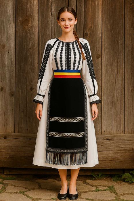Costum Popular Românesc pentru Femei - ie, vestă, fustă și crătințe
