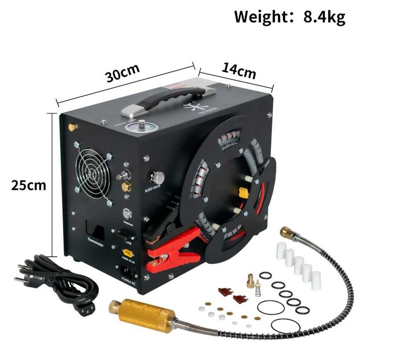 Преносим PCP въздушен компресор за високо налягане 300Bar. 12/220В.