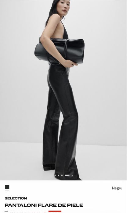 Pantaloni de piele naturala Mango