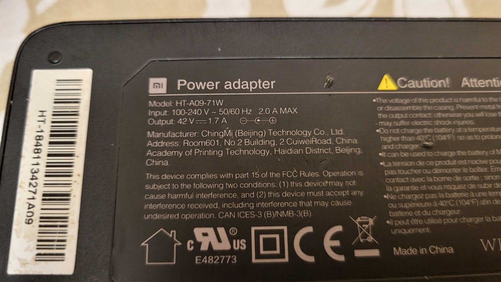 Incarcator Mi Xiaomi 42V-1.7A pentru Xiaomi Mi Scooter