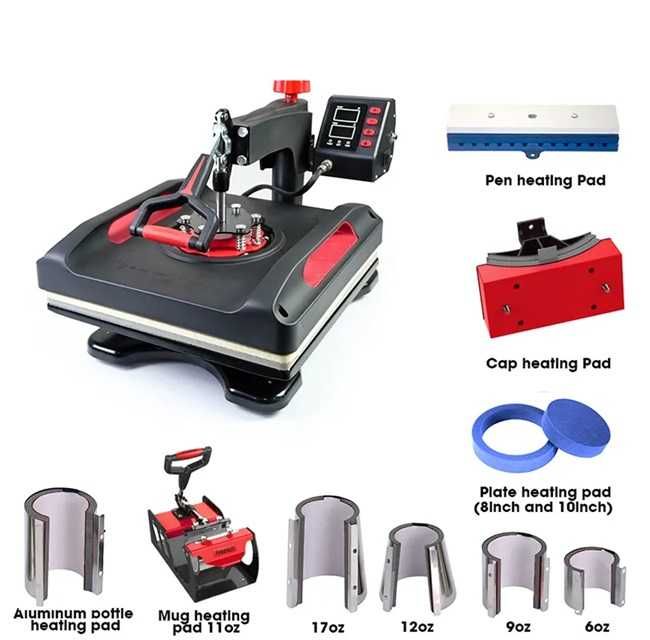 Presa termica personalizari FreeSUB 10in1 Vevor, pixuri, tricouri