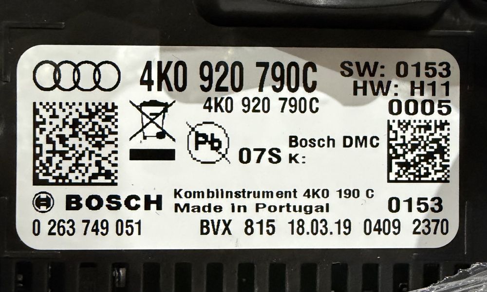 Ceasuri bord Audi A6 C8, A7 4K : 4K0920790F / 4K0920790B / 4K0920790C