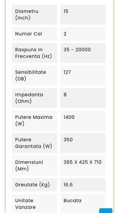 Boxa pasiva 15" 350W Power Dynamics PD415P