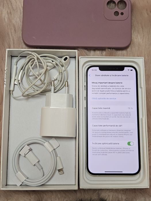 Iphone 12, 64GB culoare alba  stare bună