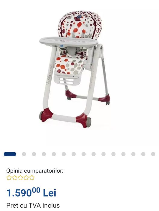 Scaun de masa Chicco Polly Progres 5 in 1, Cherry, 0 luni+