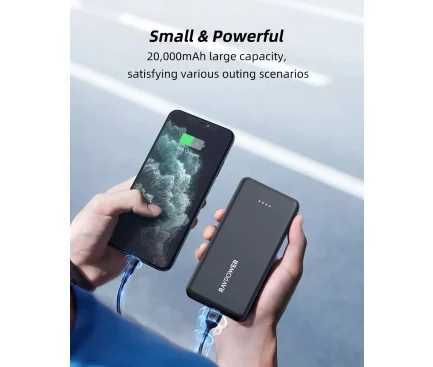 Power Bank 20000mAh 15W 2x USB-A 1x USB-C Neagra baterie externa