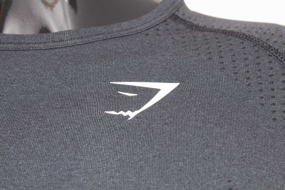 Gymshark дамска блуза сива безшевна дълъг ръкав за фитнес и спорт S