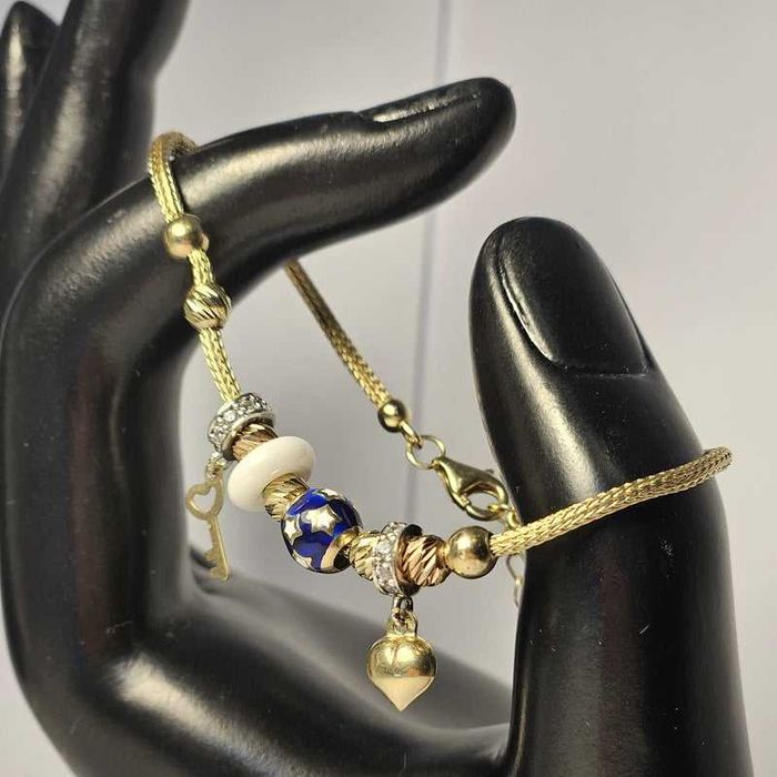 Brățară de damă din aur galben 14K cu bile decorative și charm-uri – 6,04 g